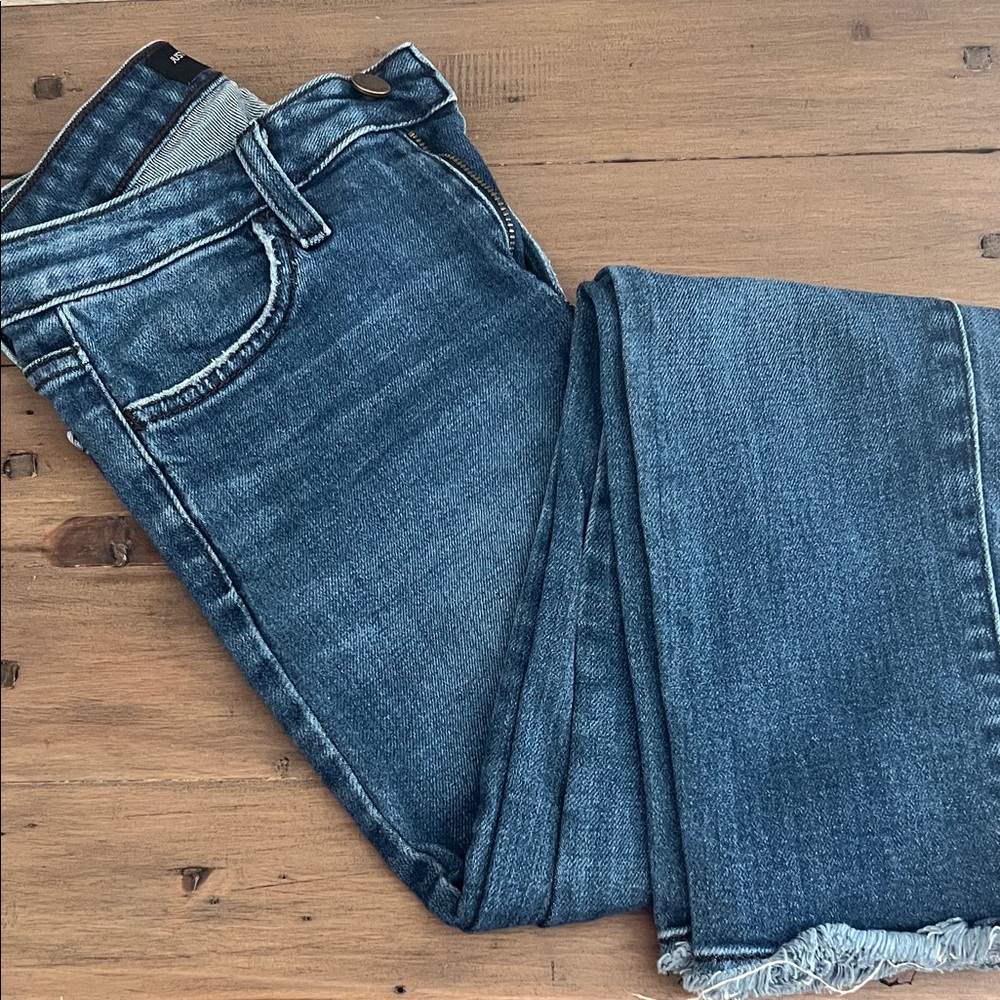 Just Black Dark Blue Straight Leg Jeans with Raw Hem